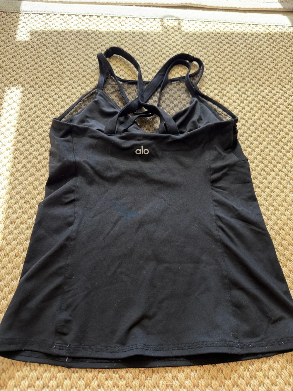 Alo Carmen Bra Black Mesh Detail Tank Top size small